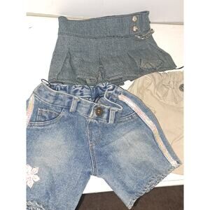 Lot of Build a Bear Clothing Skirt, Khaki Shorts, and Blue Jean Shorts